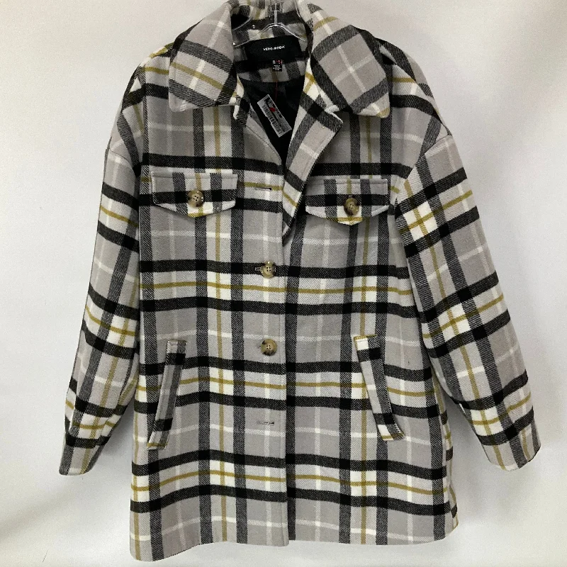 Mid-length Style Jacket Shirt By Vero Moda In Plaid Pattern, Size: S
