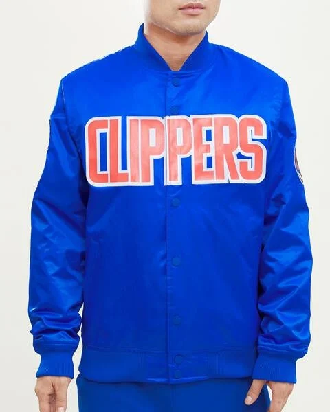Cozy Chic Trends NBA LOS ANGELES CLIPPERS WORDMARK MEN'S SATIN JACKET (ROYAL BLUE) Cozy Chic Trends NBA LOS ANGELES CLIPPERS WORDMARK MEN'S SATIN JACKET (ROYAL BLUE)