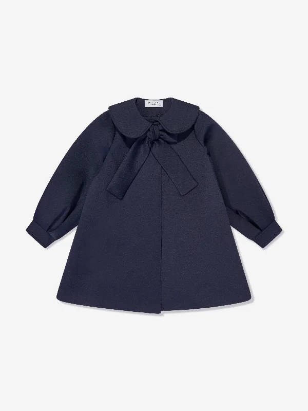 Elegant And Casual Mama Luma Girls Bow Detailed Jacket in Navy