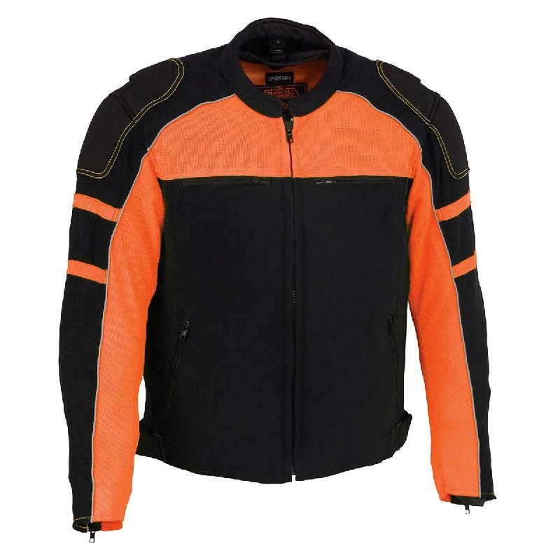 Fashion Classic Milwaukee Leather MPM1791 Men's Black and Orange Textile Armored Motorcycle Riding Jacket