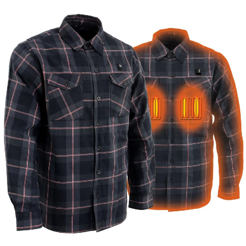 Comfortable Looks NexGen Heat Men's NXM1602SET Riffraff Black/Grey/Red Heated Flannel Sleeve Shirt for Outdoor Activities w/ Battery Comfortable Looks NexGen Heat Men's NXM1602SET Riffraff Black/Grey/Red Heated Flannel Sleeve Shirt for Outdoor Activities w/ Battery