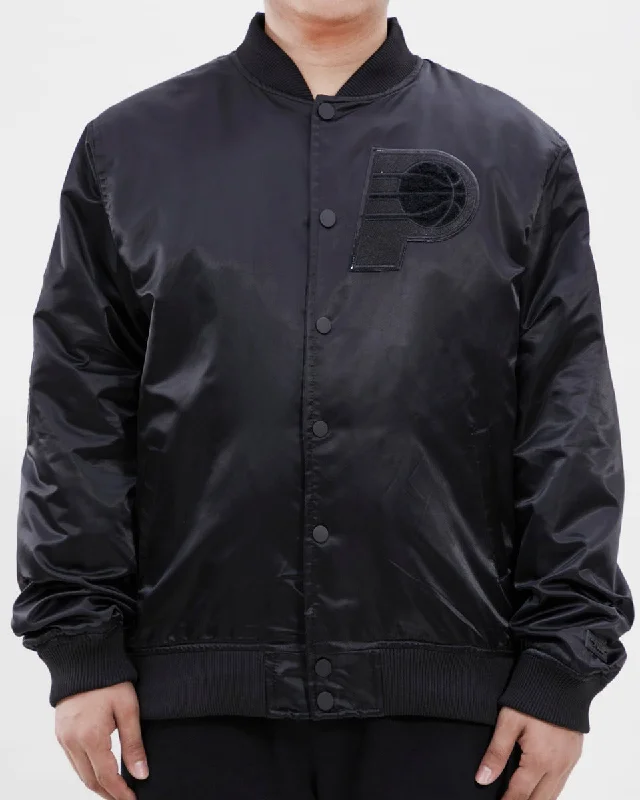 Stylish Fit NBA INDIANA PACERS TRIPLE BLACK MEN'S SATIN JACKET (TRIPLE BLACK)