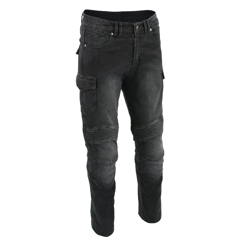 High Street Fashion Milwaukee Leather MDM5011 Men's Black Knee Flex Armored Straight Cut Motorcycle Denim Jeans Reinforced with Aramid Fibers