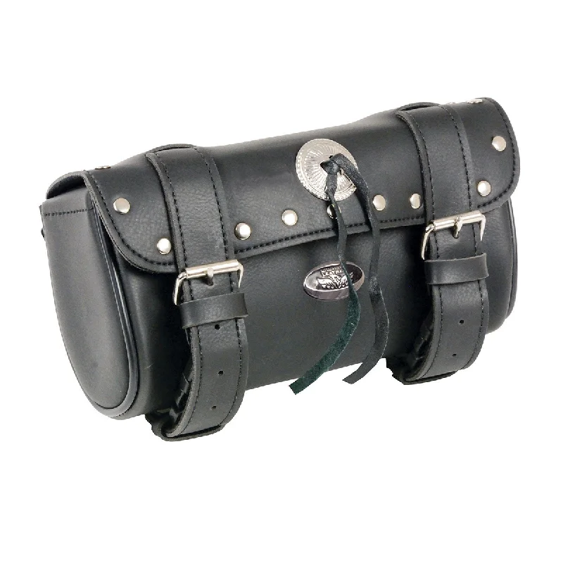 Stylish Fit Milwaukee Leather SH62602 Black Small PVC Double Strap with Rivet’s and Concho Windshield-Tool Bag Stylish Fit Milwaukee Leather SH62602 Black Small PVC Double Strap with Rivet’s and Concho Windshield-Tool Bag