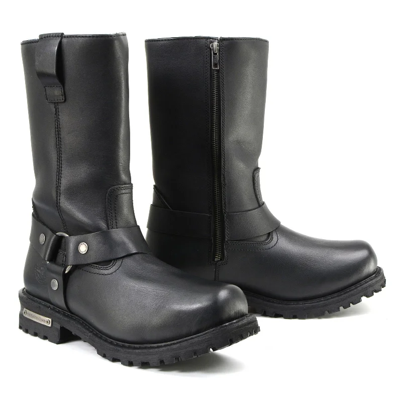 Warm And Comfortable Milwaukee Leather Men’s Black Waterproof Boots 11-inch Wide Width Square Toe with Harness and Zipper MBM9061WP Warm And Comfortable Milwaukee Leather Men’s Black Waterproof Boots 11-inch Wide Width Square Toe with Harness and Zipper MBM9061WP