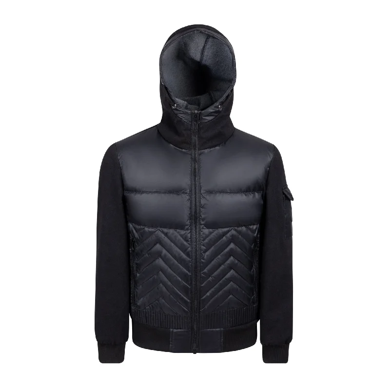 Trendy Items jacket puffy front sweat sleeves and hood - black