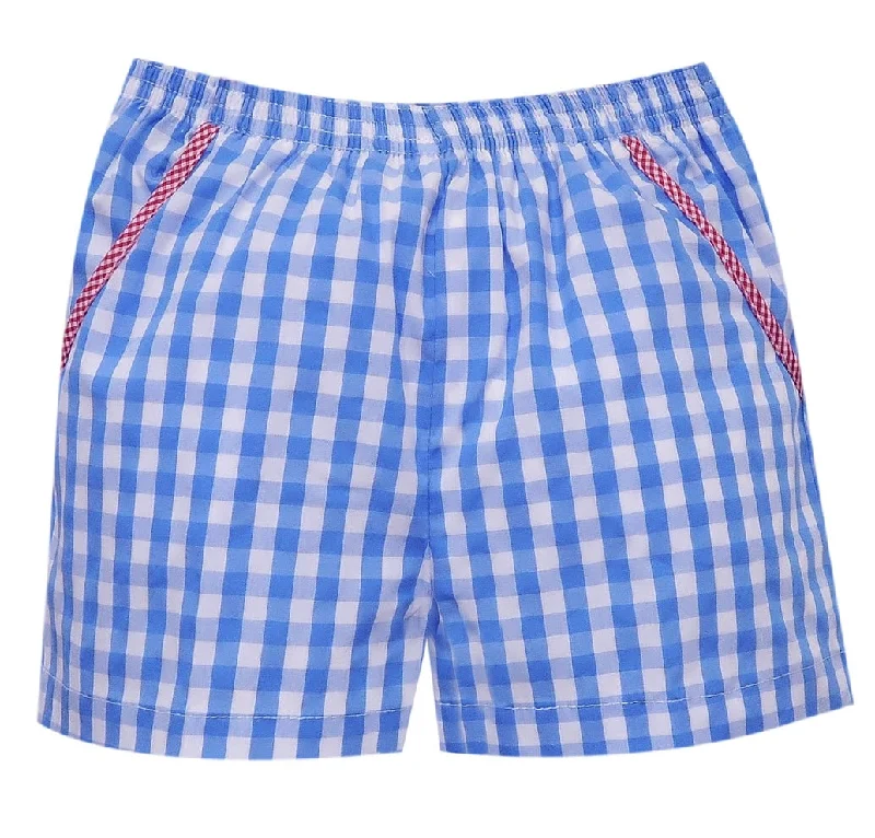 Unique Prints Blue/Red Gingham Short