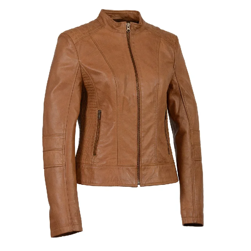 Unique Design Milwaukee Leather SFL2860 Women's Saddle Zip Front Stand Up Collar Leather Jacket Unique Design Milwaukee Leather SFL2860 Women's Saddle Zip Front Stand Up Collar Leather Jacket