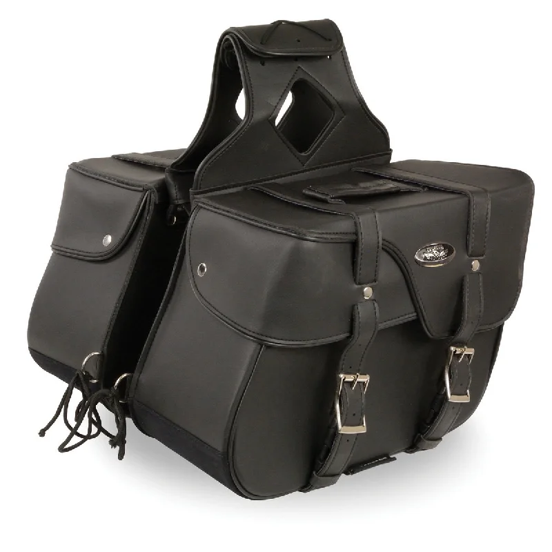 Soft Layers Milwaukee Leather SH64501ZB Black Zip-Off PVC Extended Flap Throw Over Saddle Bag (15X11X7X21)
