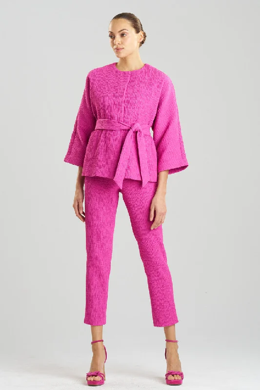 Versatile Itinerary Textured Cotton Jacquard Belted Jacket