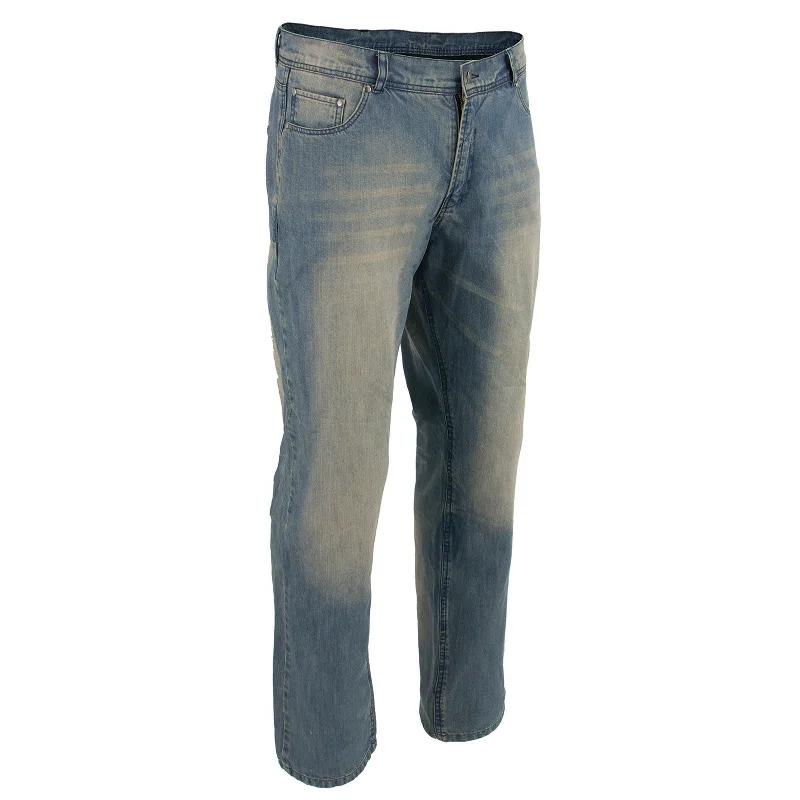 Light Layers Milwaukee Leather MDM5003 Men's Blue Armored Motorcycle Riding Denim Jeans Reinforced with Aramid Fibers