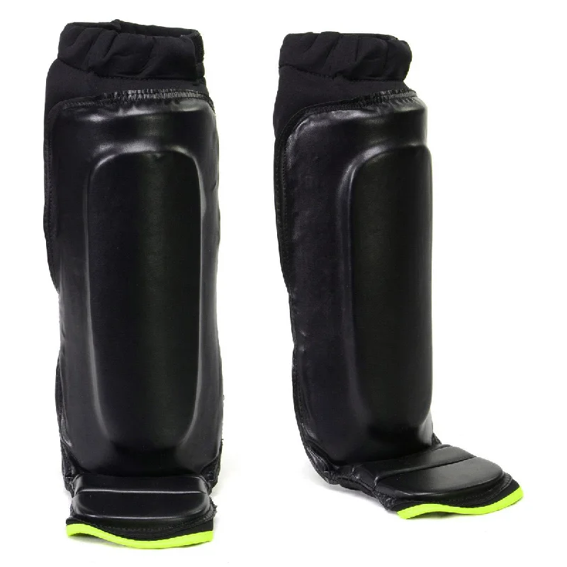 Classic Design X-Fitness XF1000 Black and Green Hybrid Kickboxing MMA Shin Guards