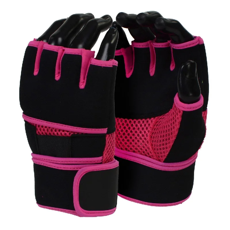 Easy Fashion X-Fitness XF3000 Gel Boxing MMA Kickboxing Cross Training Handwrap Gloves-BLK/PINK