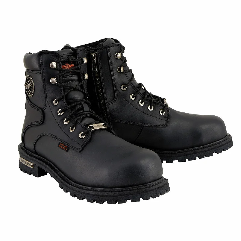 Exquisite Tailoring Milwaukee Leather MBM9097WPST Men's Black Wide-Width 6-inch Logger Steel Toe Water Proof Leather Boots
