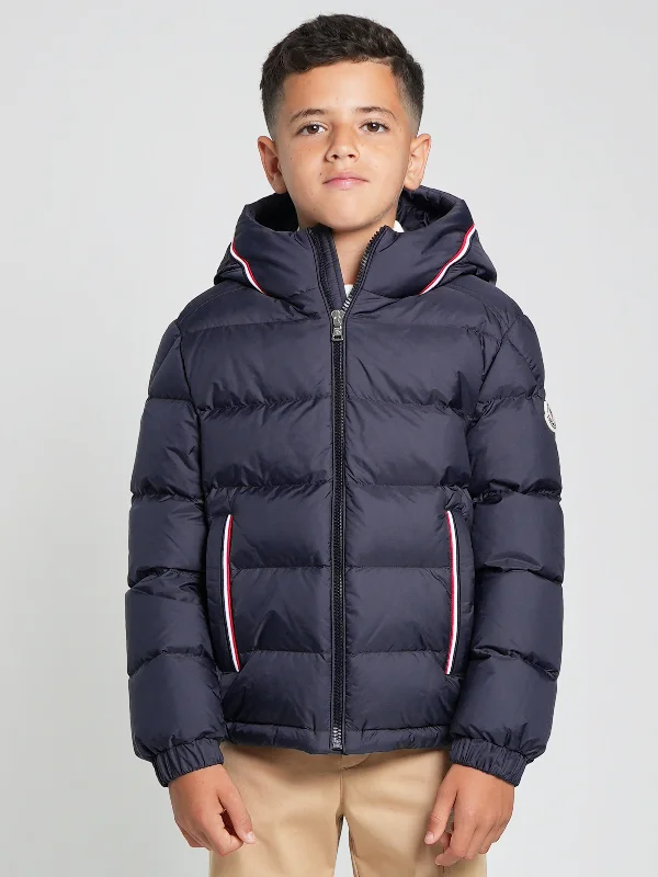 Breathable Style Moncler Enfant Boys Down Padded Merary Jacket in Navy