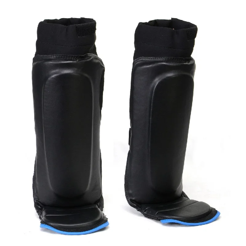 Casual Chic X-Fitness XF1000 Black and Blue Hybrid Kickboxing MMA Shin Guards