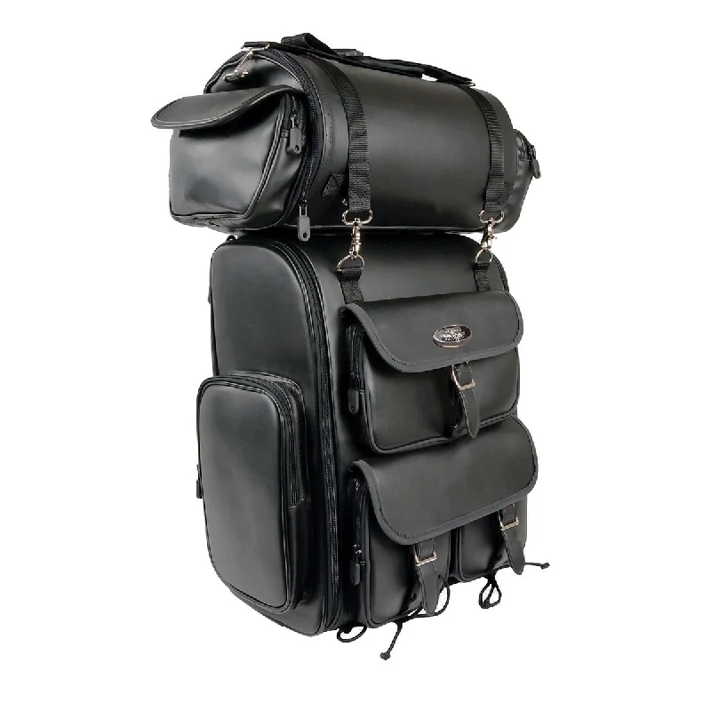 Sporty Comfort Milwaukee Performance SH672 X-Large Black PVC 2-Piece Motorcycle Touring Pack with Reflective Piping