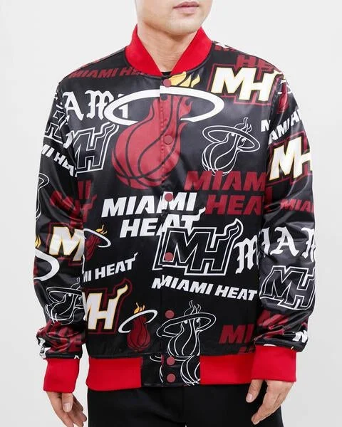 Smart Casuals NBA MIAMI HEAT AOP MEN'S SATIN JACKET (BLACK)