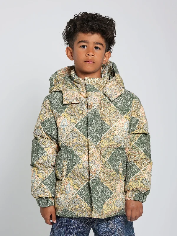 Relaxed Fashion Etro Boys Paisley Puffer Jacket in Green