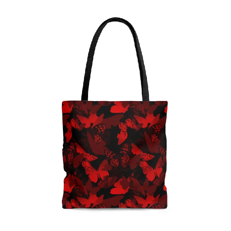 Elegant Style Crimson Butterfly Tote Bag