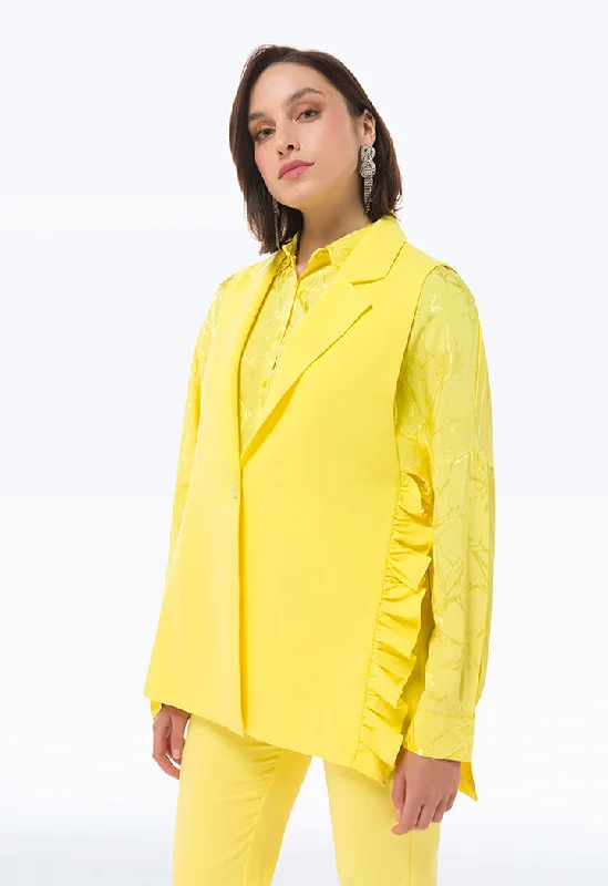 Versatile Style Sleeveless Blazer With Fringed Detail