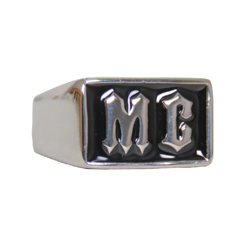 Sporty Wear Hot Leathers JWR2129 Men's Silver 'MC' Stainless Steel Ring