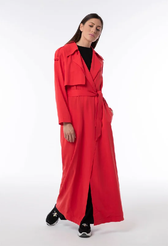 Comfortable Jeans Tencel Waterfall Belted Outerwear