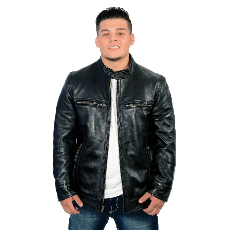 Cozy Essentials Wear Milwaukee Leather Men's Cafe Racer Black Premium Lambskin Motorcycle Fashion Leather Jacket SFM1800 Cozy Essentials Wear Milwaukee Leather Men's Cafe Racer Black Premium Lambskin Motorcycle Fashion Leather Jacket SFM1800