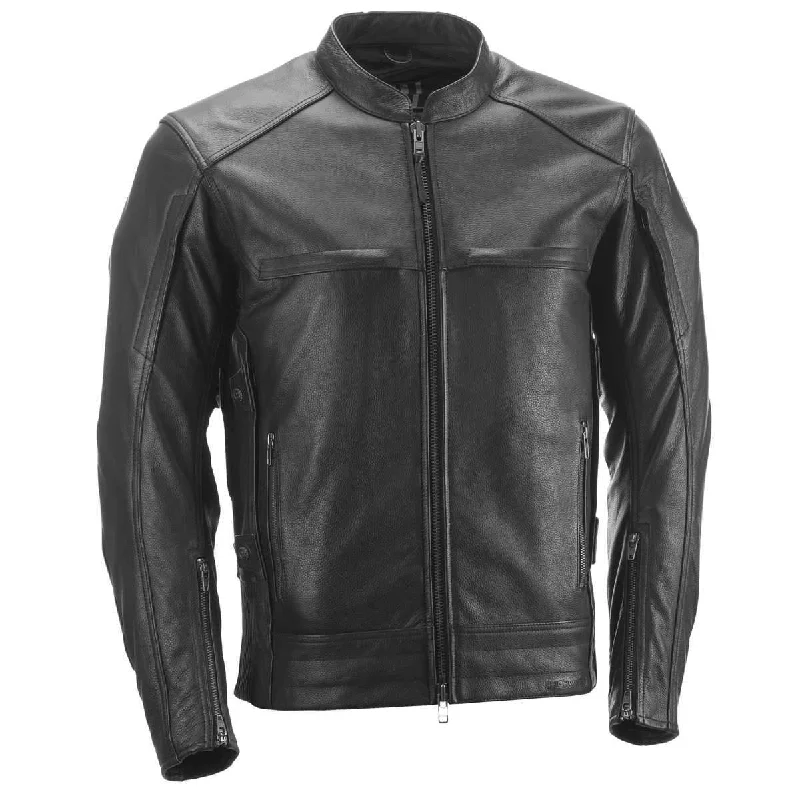 Classic Series Highway 21 Gunner Men's Black Leather Jacket with Armor