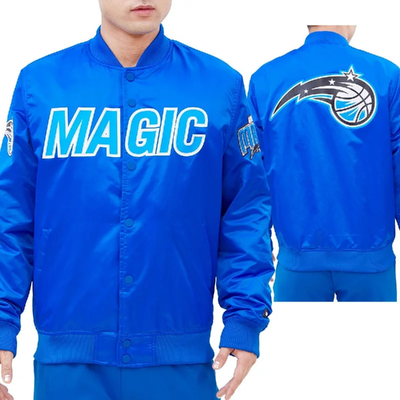High-quality Design NBA ORLANDO MAGIC BIG LOGO MEN'S SATIN JACKET (ROYAL BLUE)