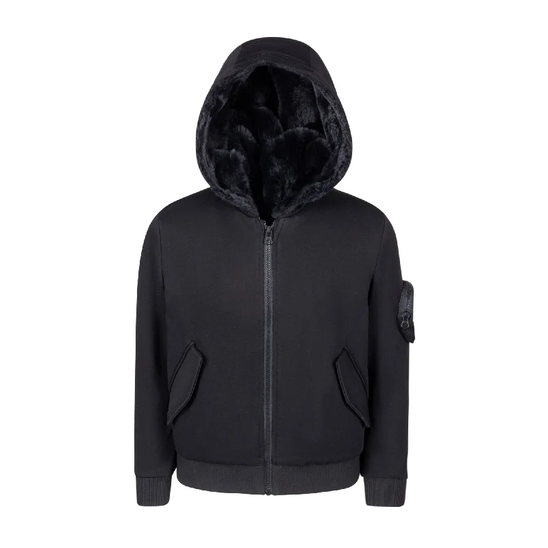 Fashion And Simplicity jacket sweatshirt fur lined - black