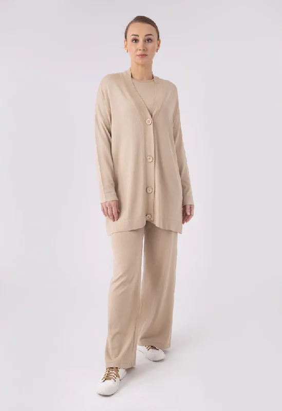 Easy Comfort Style Loose Fit Knitted Solid Outerwear (Free Size)