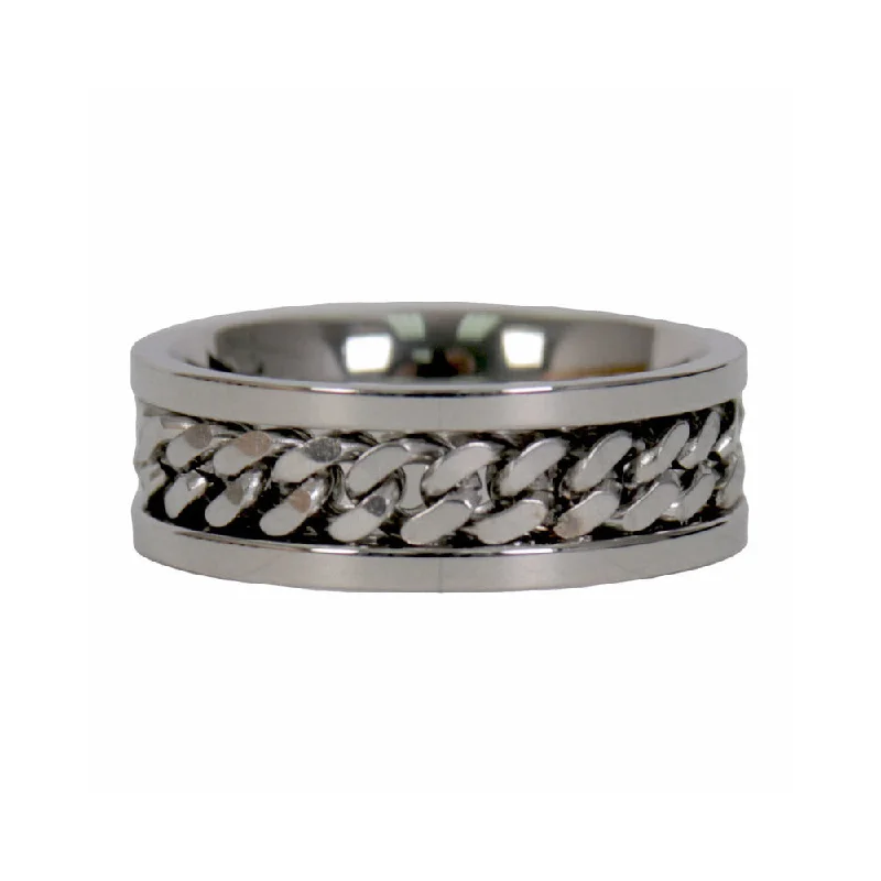 Cozy Fitting Hot Leathers JWR2144 Men's Silver 'Cuban Link' Stainless Steel Ring