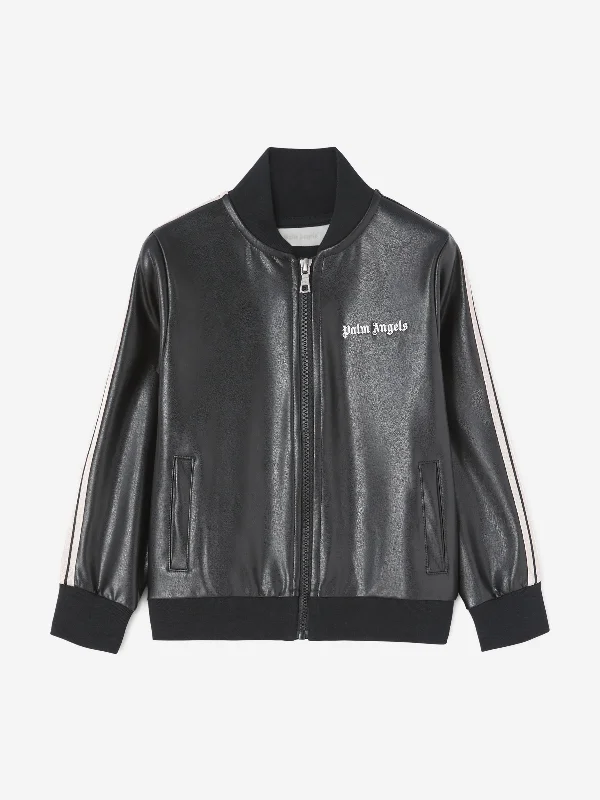 Fashionable Comfort Palm Angels Girls Coated Track Jacket in Black