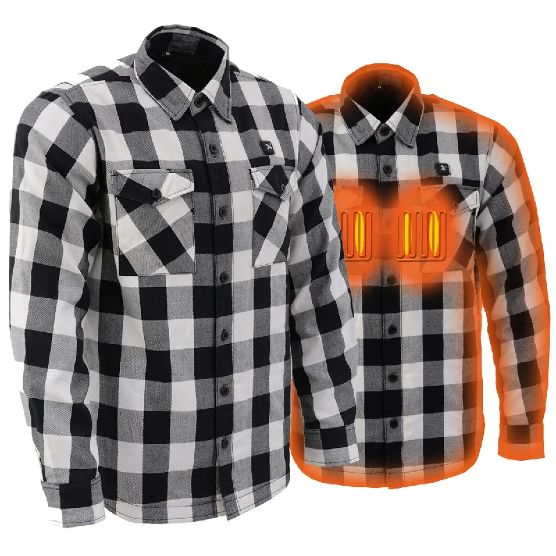 Cozy Pants Nexgen Heat Men's NXM1601SET Riffraff Black/Grey/White Heated Flannel Sleeve Shirt Outdoor Activities w/Battery Cozy Pants Nexgen Heat Men's NXM1601SET Riffraff Black/Grey/White Heated Flannel Sleeve Shirt Outdoor Activities w/Battery