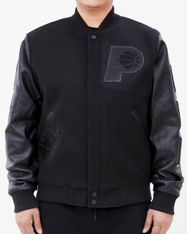 Everyday Chic NBA INDIANA PACERS TRIPLE BLACK WOOL MEN'S VARSITY JACKET (TRIPLE BLACK) Everyday Chic NBA INDIANA PACERS TRIPLE BLACK WOOL MEN'S VARSITY JACKET (TRIPLE BLACK)