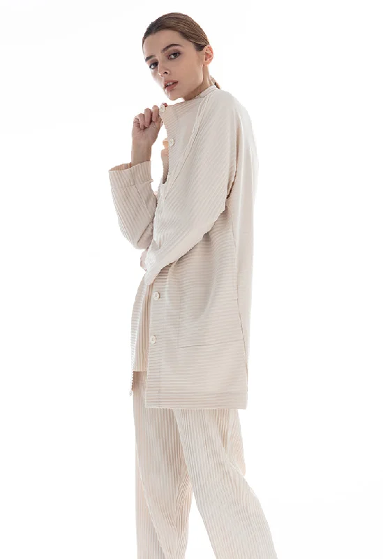 All-Day Outfits Stand Collar Pleated Continuous Long Sleeve Blouse