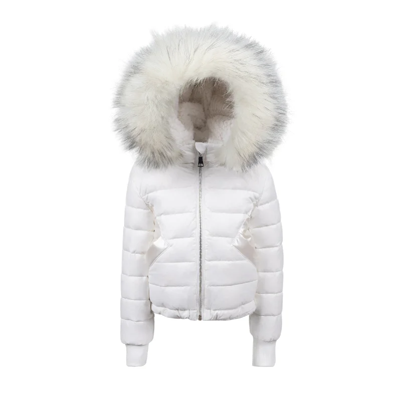 Exquisite Tailoring coat reversible fur and puffer sleeve - white
