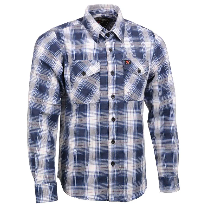 Easygoing Outfits Milwaukee Leather MNG11650 Men's Blue and White Long Sleeve Cotton Flannel Shirt Easygoing Outfits Milwaukee Leather MNG11650 Men's Blue and White Long Sleeve Cotton Flannel Shirt