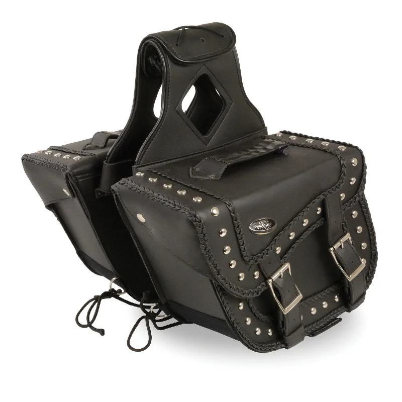 Elegant Style Milwaukee Leather SH66301ZB Black PVC Medium Braided Zip Off Throw Over Saddlebags Elegant Style Milwaukee Leather SH66301ZB Black PVC Medium Braided Zip Off Throw Over Saddlebags