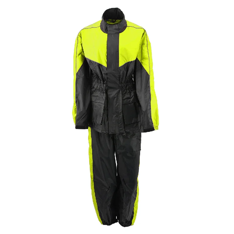 Elegant And Noble NexGen Ladies XS5001 Black and Hi-Vis Yellow Water Proof Rain Suit with Reflective Piping Elegant And Noble NexGen Ladies XS5001 Black and Hi-Vis Yellow Water Proof Rain Suit with Reflective Piping