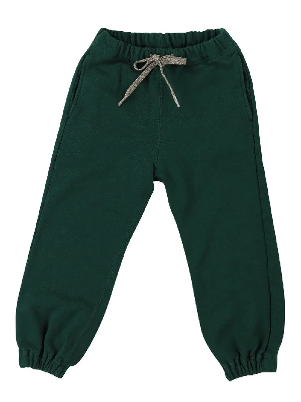Simple Solid Color Green Fleece Sweatpants