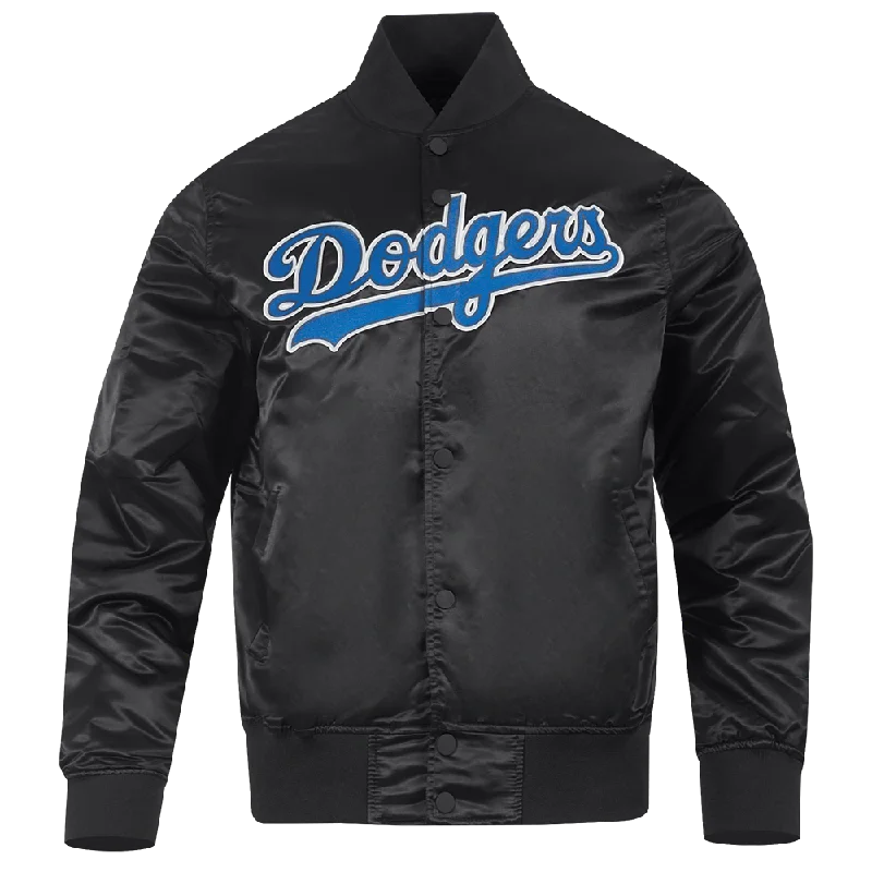 Eye-catching Personality MLB LOS ANGELES DODGERS BIG LOGO WORLD SERIES MEN'S SATIN JACKET (BLACK)