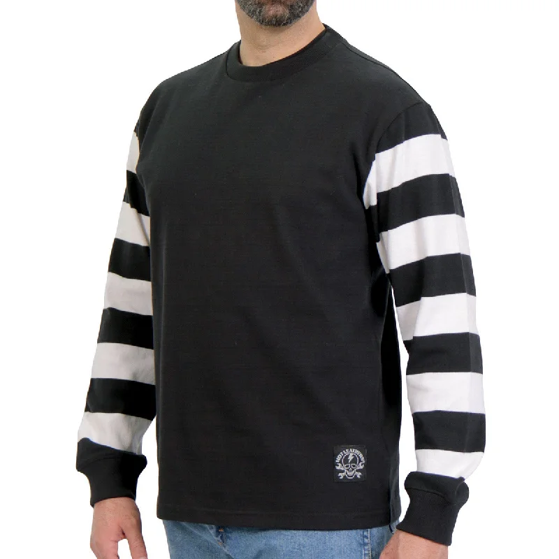 Cozy Essentials Hot Leathers GMS6002 Men's Black and White Long Sleeve Striped Shirt