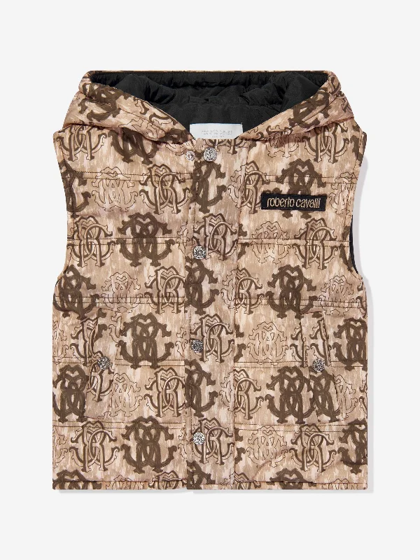 Casual Chic Wear Roberto Cavalli Boys Monogram Gilet in Brown