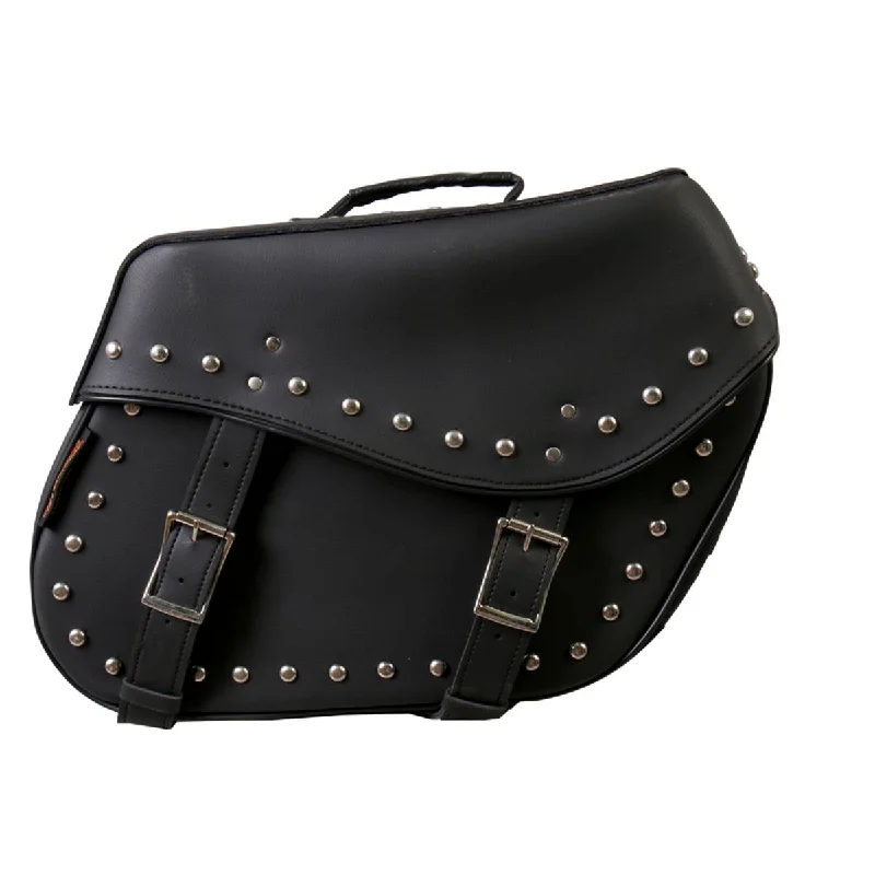 Sports Cool Hot Leathers SDB1005 Large Wide 2-Buckle PVC Studded Saddle Bags 15X12X7 Sports Cool Hot Leathers SDB1005 Large Wide 2-Buckle PVC Studded Saddle Bags 15X12X7