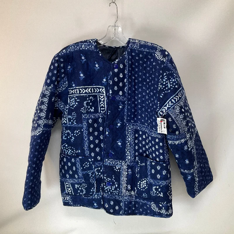 Retro Design Jacket Puffer & Quilted By Cma In Blue, Size: M