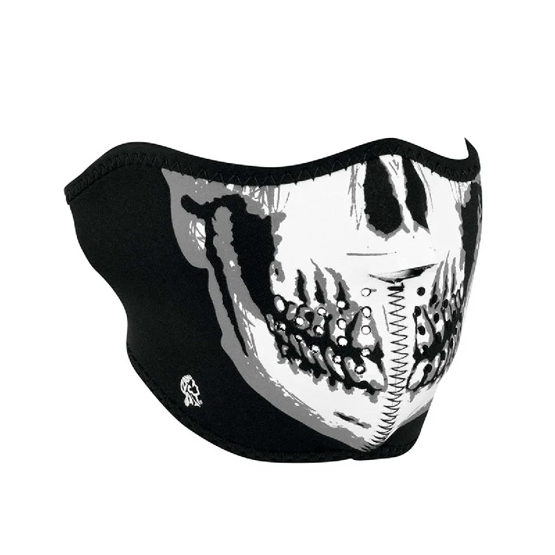 High-end Fabrics Zanheadgear WNFM002H White and Black Neoprene Skull Half Face Mask Design High-end Fabrics Zanheadgear WNFM002H White and Black Neoprene Skull Half Face Mask Design