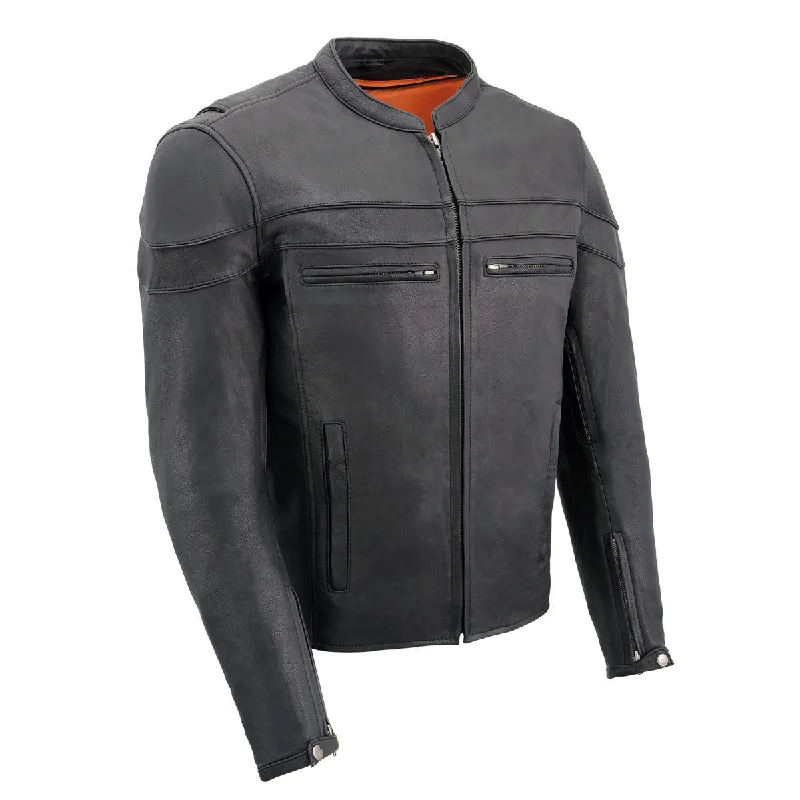 Classic Milwaukee Leather MLM1526 Men's Black 'Stay Cool' Black Leather Sporty Motorcycle Jacket with Cool-Tec