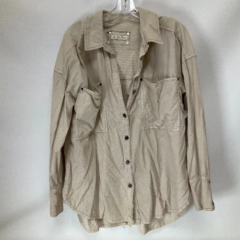 Comfortable Sweaters Jacket Shirt By Free People In Tan, Size: M